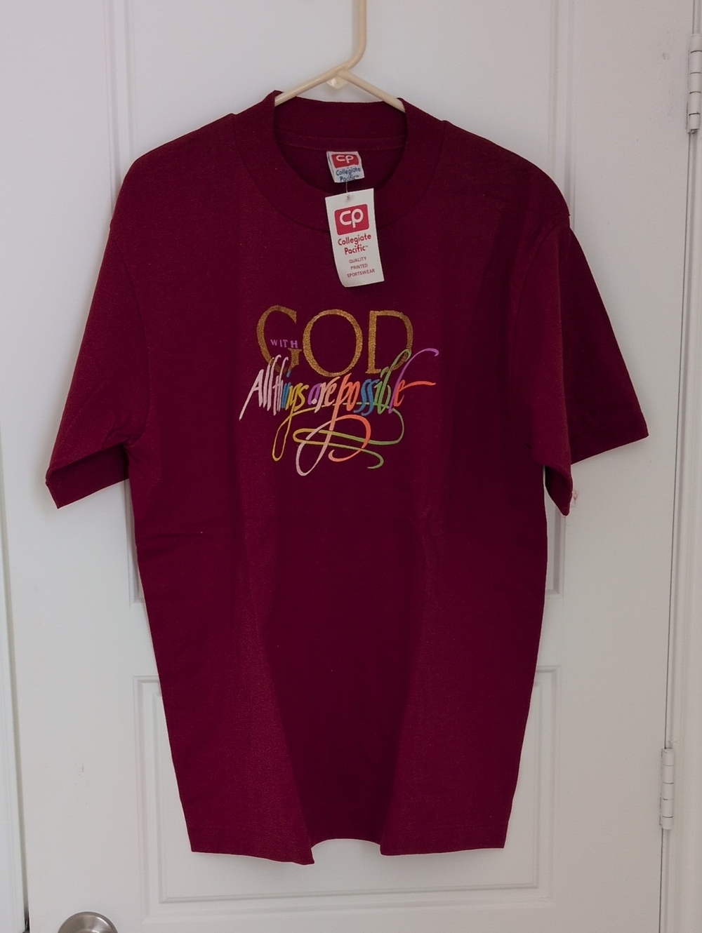 Collegiate Pacific Men's Maroon Graphic T-Shirt - 'With God'